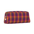 thumbnail image 2 of Uemuo Purple Yellow Buffalo Plaid Printed Leather Pencil Case, Pencil Pouch, Portable Pencil Bag, Pen Case for& Office, 2 of 7