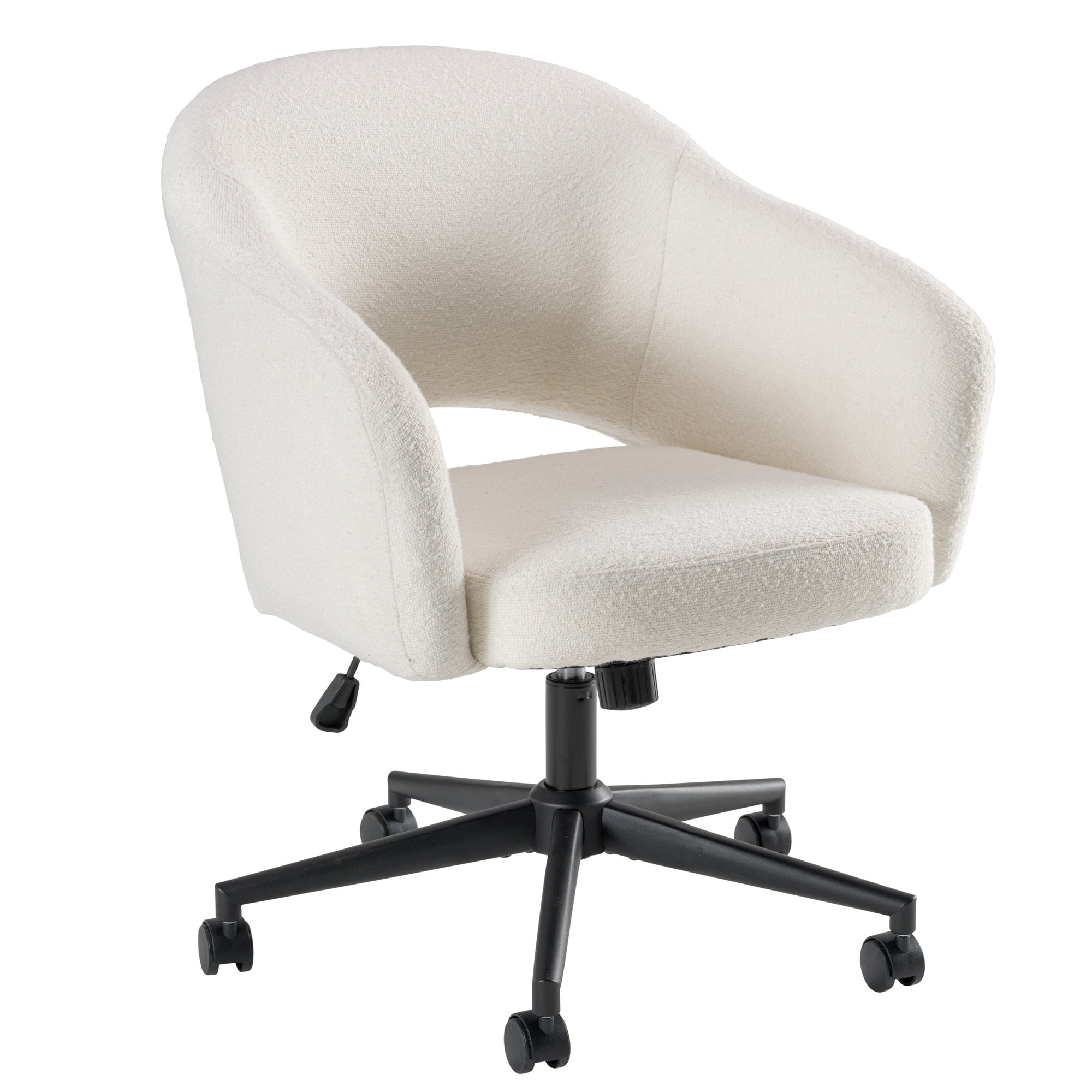 Bush Furniture Fairfax Mid Century Modern Desk Chair for Home Office in Light Cream Fabric