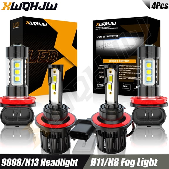 For Nissan Sentra 2004-2008 LED Headlight Bulbs 9008 High/Low Beam H11 Fog Light 6000k 4pcs,