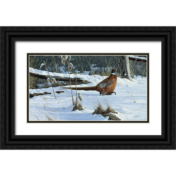 Goebel, Wilhelm 14x10 Black Ornate Wood Framed with Double Matting Museum Art Print Titled - Fenceline Strut