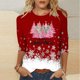 thumbnail image 2 of Camisetas de Navidad para Mujeres, 3/4 Manga Cuello Redondo Blusa con Estampado de Vacaciones, Top de Moda Casual, 2 of 5