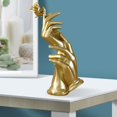 thumbnail image 3 of Statue Hand-Held Rose Desktop Modern Living Room Study Home Decoration Resin Sculpture Figurines Birthday Ornament Wedding Gift Rose Golden, 3 of 8