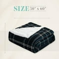 thumbnail image 3 of Elegant Comfort Throw Blanket, Reversible Sherpa Flannel, Soft, Fuzzy, Cozy and Plush- All season Lightweight Decorative Throw, 50 x 60 inches, Plaid Design Sherpa Throw, Navy, 3 of 6