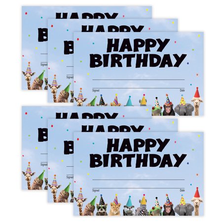 Teacher Created Resources Go Wild Animals Happy Birthday Awards, 30 Per Pack, 6 Packs