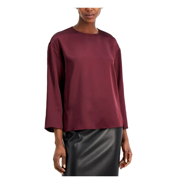 Alfani Womens Side-Slit Top, Purple, Large