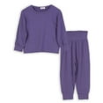 thumbnail image 4 of Lcxweerr Toddler Kids Little Child Modal Tencel Sleepwear 2PCS Sleepwear Solid Color Long Sleeve Shirt Long Pants Pajamas for 2-8 Years Loungewear, 4 of 10