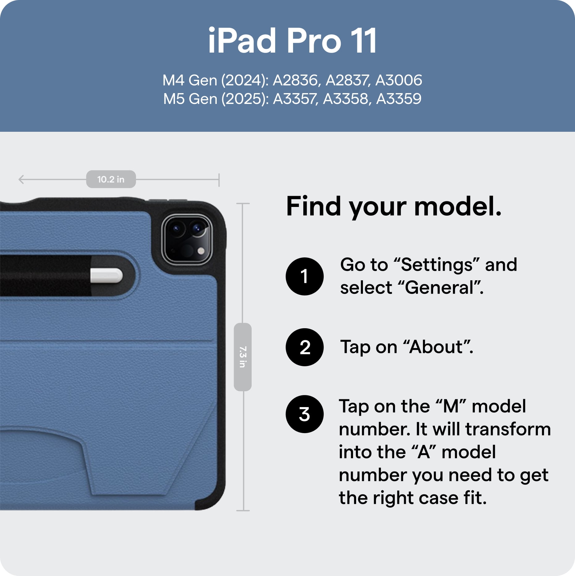 Zugu Case for iPad Pro 11 (M4/M5) 2024/2025 Slim Protective Cover with Apple Pencil Holder, Auto Wake/Sleep, Multiple Viewing Angles - iPad Pro 11 Inch Case, iPad 11 Case - Black