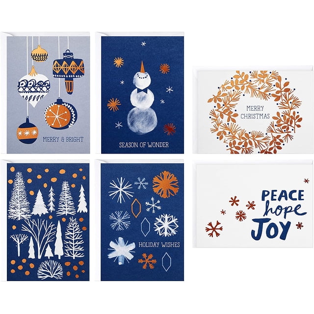 Boxed Christmas Cards Assortment, Peace Hope Joy (48 Cards with Envelopes)