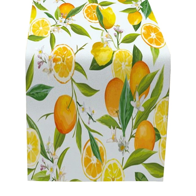 Petit Drapeau de Table Frais Printemps et Été Imprimé Fleur Lin Nappe 6