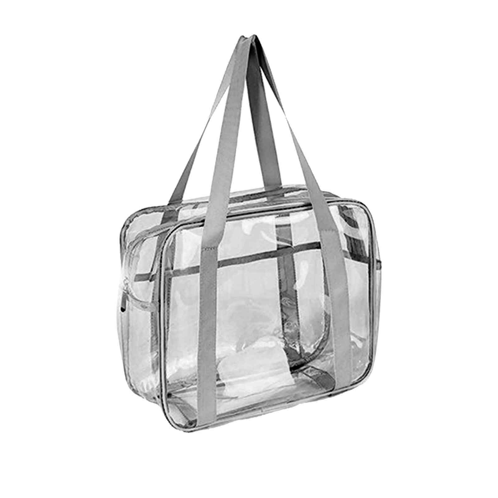 Wovilon Clear Bag with Adjustable Strap Clear Tote Bag with Zipper Clear Bags Stadium Approved Travel & Gym for Work, Size: 7.5 x 3.9 x 3.9, Black