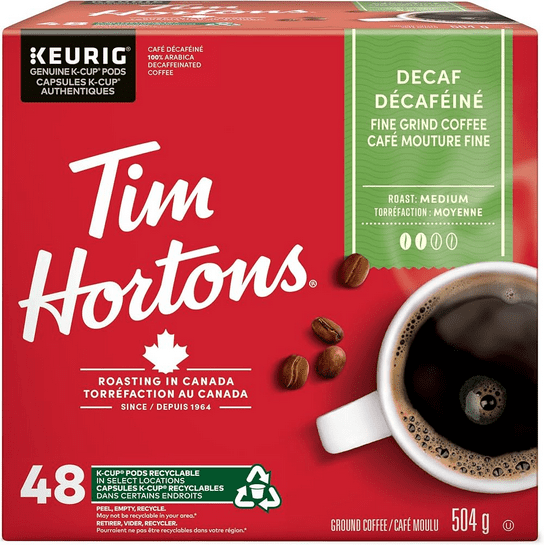 Tim Hortons Coffee Pods Decaf Single Serve K-Cups 48ct