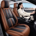 thumbnail image 3 of 2025 for Kia Soul Car Seat Cover, Black and Orange Car Seat Covers, Perforated Breathable Leather 5 Piece Full Set Adjustable Split Rear Seat Suitable for All Seasons, Pet Car Seat Covers, 3 of 9
