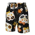 thumbnail image 5 of Disketp Men'S Swim Trunks Hawaiian Breathable Surf Beach Swimsuits Mesh Lining Beach Shorts With Pockets-Cat Skulls And Flowers, 5 of 9