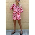 thumbnail image 6 of Women's Boho 2 Piece Beach Outfits Short Sleeve Button Down Shirt Wide Leg Shorts Summer Matching Sets, 6 of 8