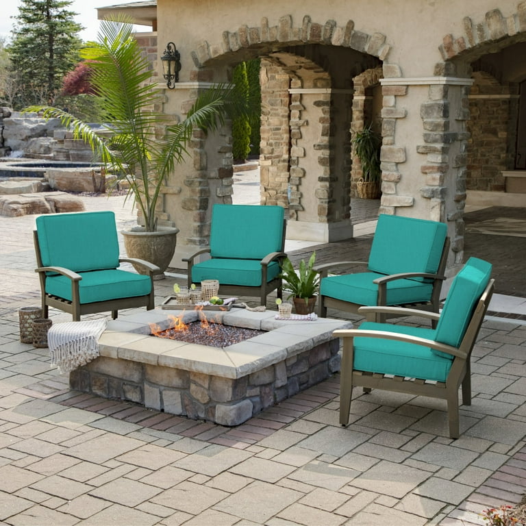 Arden Selections ProFoam EverTru Acrylic 24 x 24 x 6 Inch Outdoor Deep Seat Cushion Set Aqua