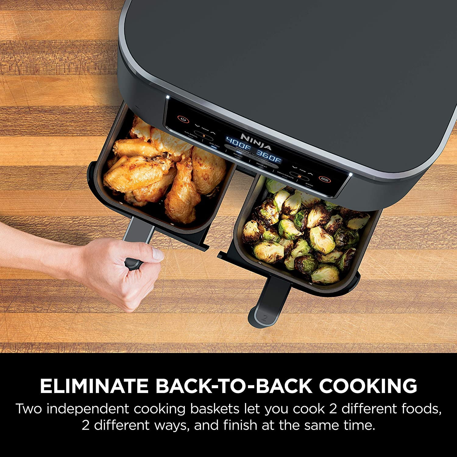 0Qt 6-in-1 Dual Basket Air Fryer, 2 Independent Air Fry Baskets, ClearCook  Windows, Easy-to-Control Panel, Roast, Broil, Dehydrate & More for Quick &  Easy Meals, Nonstick & Dishwasher-Safe Basket 