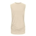 thumbnail image 4 of ZQGJB Plus Size Womens Ruched Tank Tops Loose Fit Crewneck Sleeveless Tops Dressy Casual Solid Color Basic Summer T-Shirts for Women 2024 Beige M, 4 of 8
