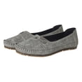 thumbnail image 6 of Womens Penny Loafers Vintage Pattern Round Toe Stitching Slip on Moccasin Flat Shoes Comfortable Arch Support Orthopedic Shoes Grey Size 7.5, 6 of 9