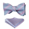 thumbnail image 3 of HISDERN Pink Bow Ties for Men Classic Wedding Bow Tie Formal Tuxedo Bowties Pocket Square Sets, 3 of 7