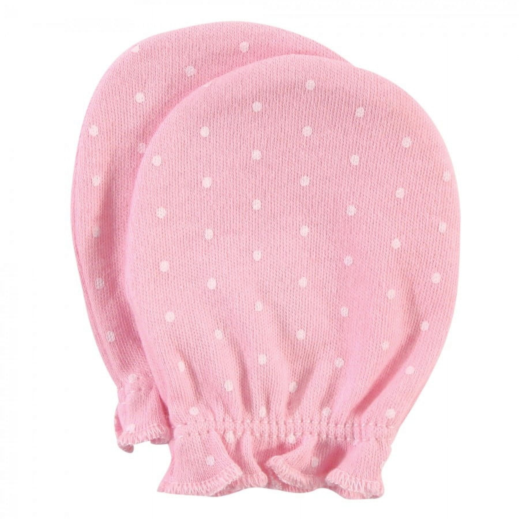 Hudson Baby Infant Girl Cotton Scratch Mittens, Rose, 0-6