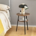 thumbnail image 2 of Costway 2 Pcs Table de Chevet à 2 Niveaux Table de Nuit Ronde pour Chambre Salon Noyer, 2 of 8