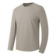 thumbnail image 2 of Men Clothing, Men's Loose Fit Crew Neck Long Sleeve Shirt Trendy Solid Basic Shirts Classic Gym Workout Athletic Breathable Tees, 2 of 7