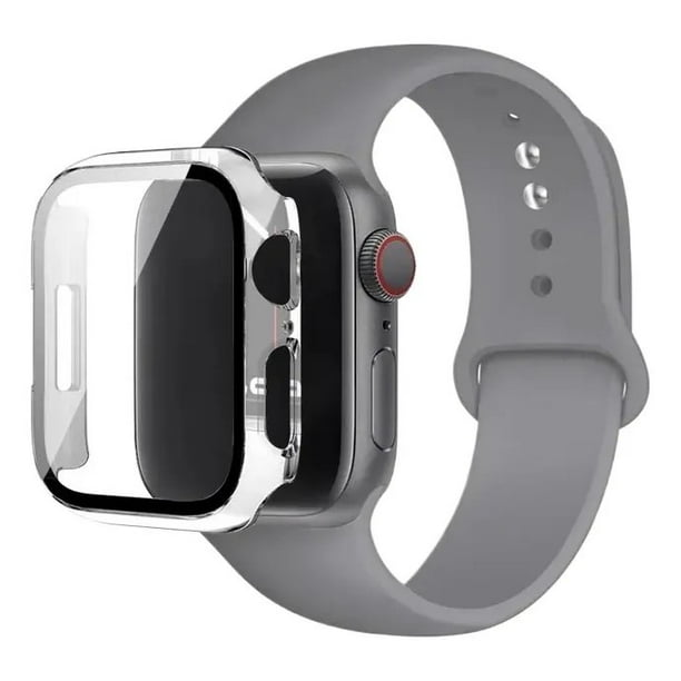 Correa de Silicona con Funda Protectora de Cristal para Apple Watch, Compatible con Todas las Series