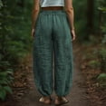 thumbnail image 4 of Lumtrix Womens Linen Barrel Harem Pants Casual Wide Leg Baggy Balloon Drawstring Boho Summer Beach Vacation Palazzo Travel Pants Green XL, 4 of 6