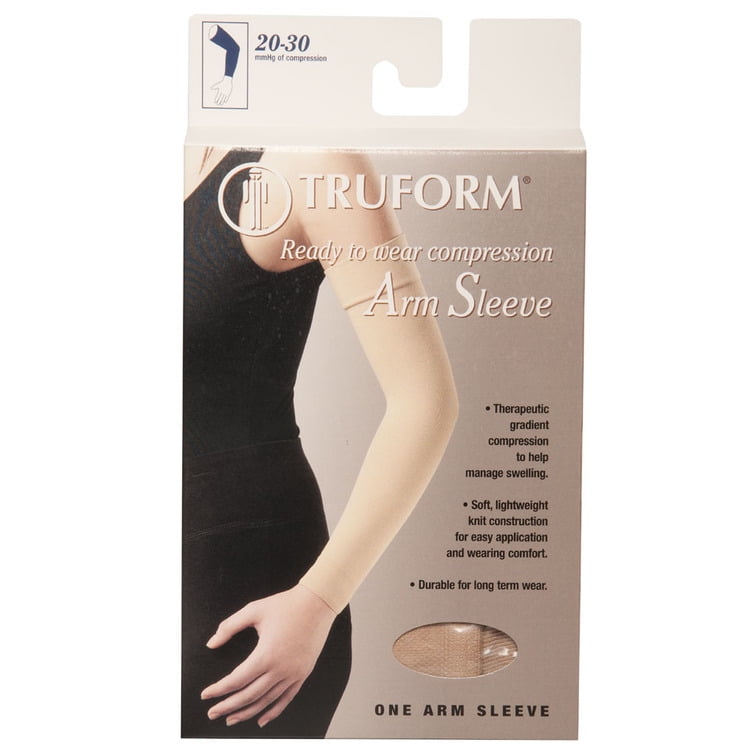  Truform Lymphedema Compression Arm Sleeve, 20-30 mmHg Post  Mastectomy Support, Dot Top Grip Band, Beige, Medium : Health & Household