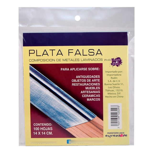 Paquete 100 Hojas Plata Falsa 14X14 Policraft