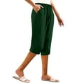 thumbnail image 5 of Uqiangy Linen Palazzo Trousers High Waisted Drawstring Capris Women's Linen Wide Leg Capri Pants Cropped Pants Women Boho Capris For Women Linen Cropped Pants Women Linen Capris For Women Green 2XL, 5 of 9