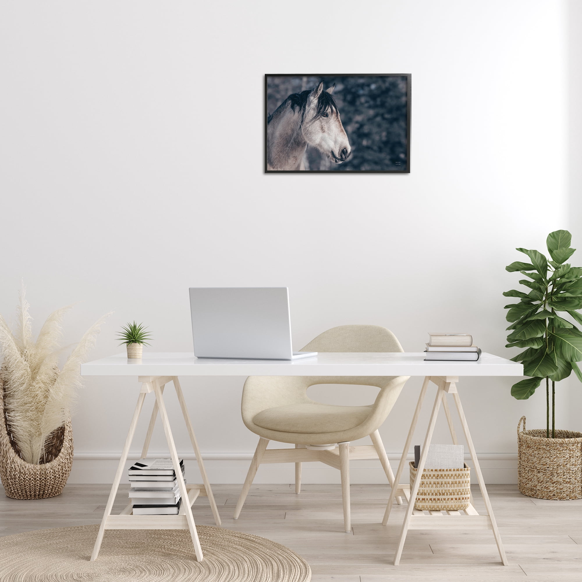 Stupell Industries Intense Gaze Stallion Animals & Insects Photography Black Framed Art Print Wall Art, 24 x 16