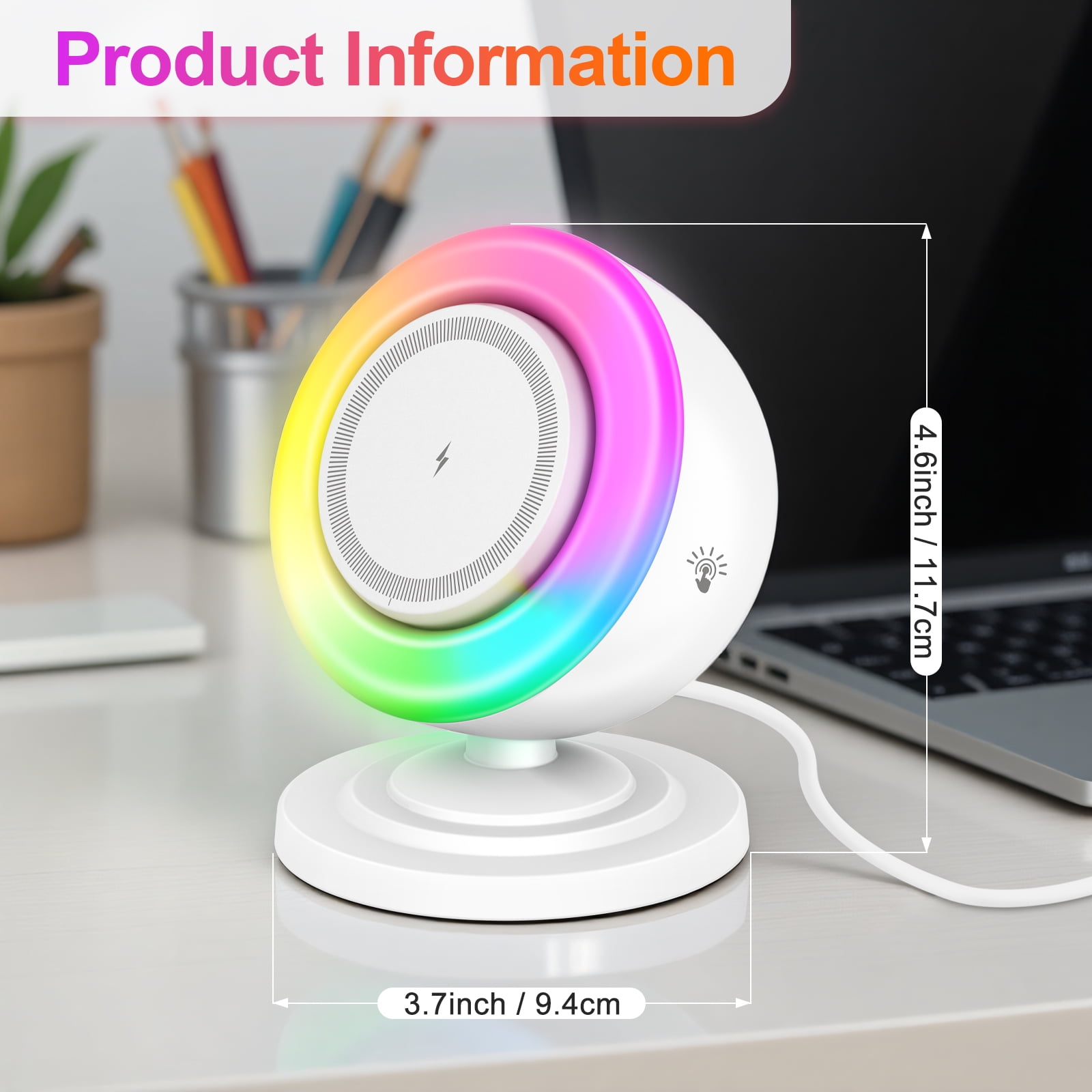 Wireless Charger, Bluetooth Speaker, 3 in 1 Wireless Charging Station for iPhone 17e 17 16 15 14 13 12 Series, Phone Stand for Samsung Series. with RGB light, A Ideal gift, White