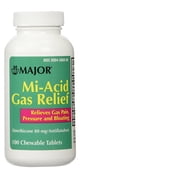 Major Mi-Acid Simethicone Anti-Gas Chewable Tablets, 80 mg, 100 Count