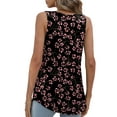 thumbnail image 3 of Mengpipi Tank Top for Women Summer Pleated Loose Casual Sleeveless Tunic Tops , 02 Floral Pink-XXL(US 20-22), 3 of 5