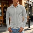 thumbnail image 2 of Fabrcox Mens Long Sleeve Polo Shirts Classic Fit Collared Golf Shirt for Men Button Casual Outdoor Sports Office Mens Work Shirt Gray XXXL, 2 of 7