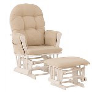 Storkcraft Hoop Glider and Ottoman White with Beige Cushions - image 3 of 7