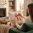 thumbnail image 4 of CHJK Pumpkin Embossed Throw Pillow, 18X18Inch Soft Fuzzy 3D Pumpkin Cushion with Bow, Fall Decorative Pillow for Halloween Thanksgiving Sofa Couch Bedroom Home Decor, White, 4 of 7