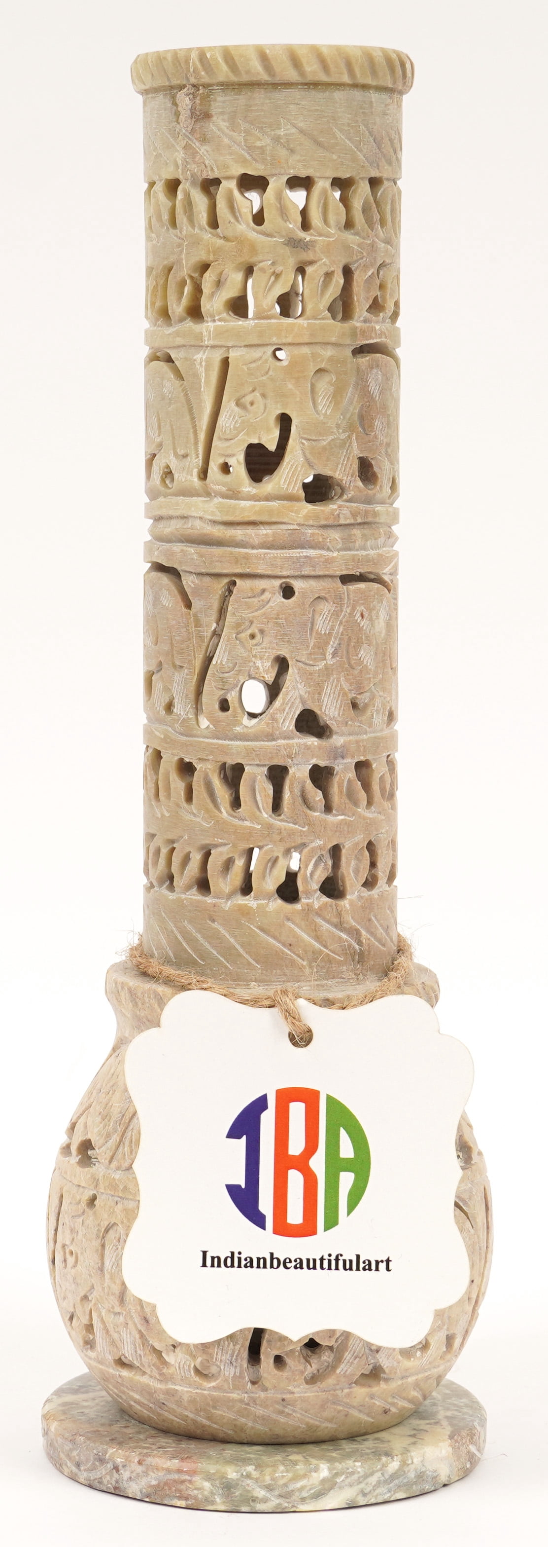 IBA Indianbeautifulart Handmade Stone Incense Stick Burner | Candle Stick Holder | Tea Light Burner , Perfect Elephant Carving for Gifting- Decorative Home and Kitchen Decor (9x 1.7 Inches)