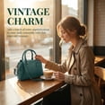 thumbnail image 3 of INSPIRE CHIC Vegan Leather Purse Bags Top Handle Dome Satchel Bag with Strap for Women Green, 3 of 6