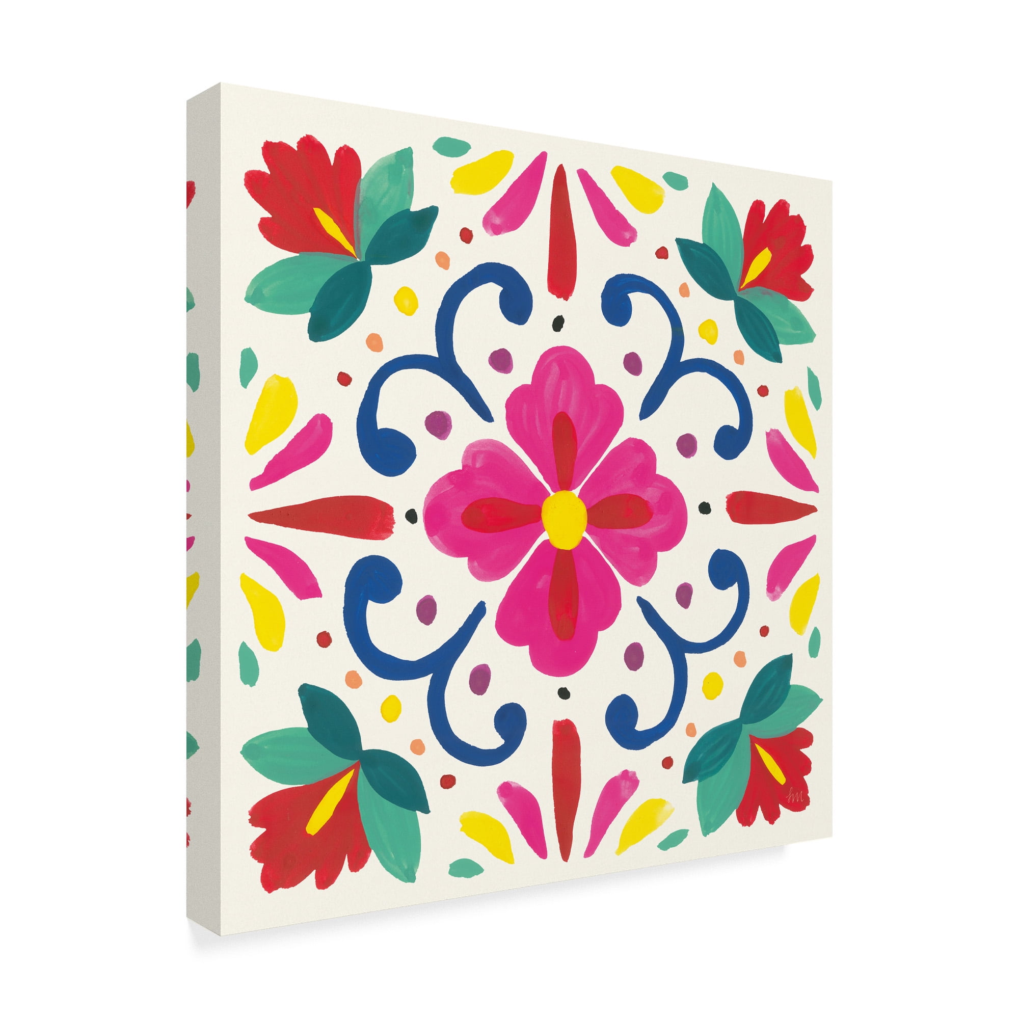 Trademark Fine Art 'Floral Fiesta White Tile VII' Canvas Art by Laura Marshall