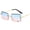 Upper blue and lower powder, variant on Rimless Square Sunglasses HD Vision UV400 Protection Universal Fit Curved Temples Vintage Glasses For All Ages