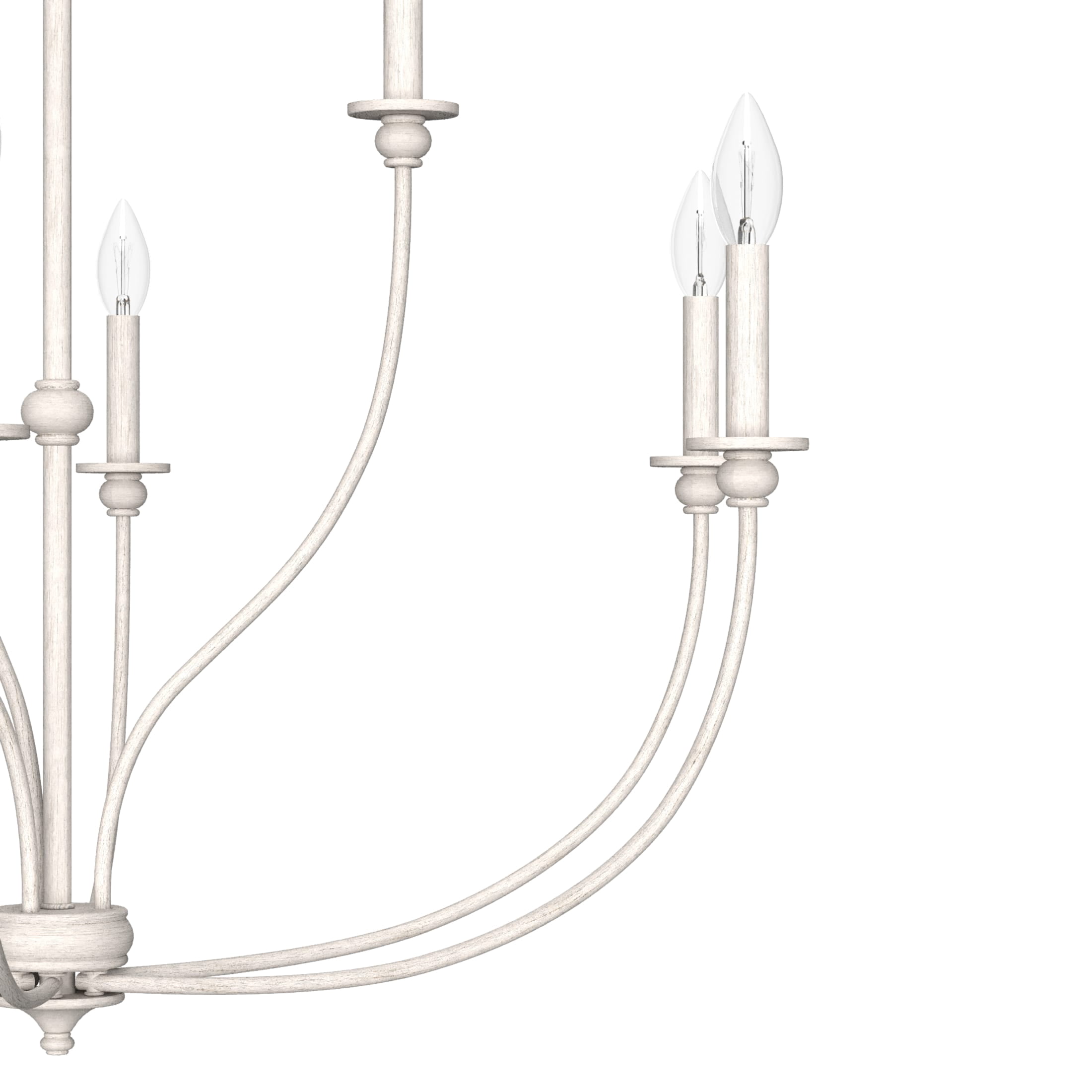 Hunter - Southcrest 9-light Distressed White, Large Chandelier, Dimmable, Casual Style, Candle Shaped, for Bedrooms, Dining, Living Rooms - 19633