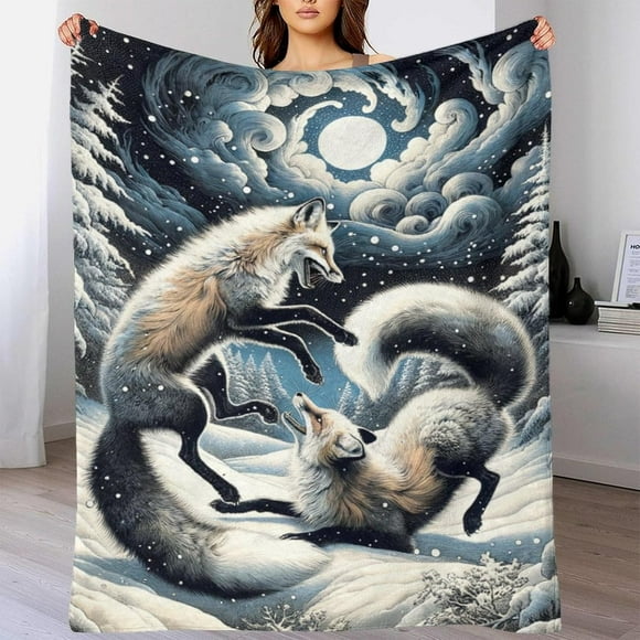 Fox Blanket Fluffy Blanket Super Soft And Flannel Blanket Animal Art Print,