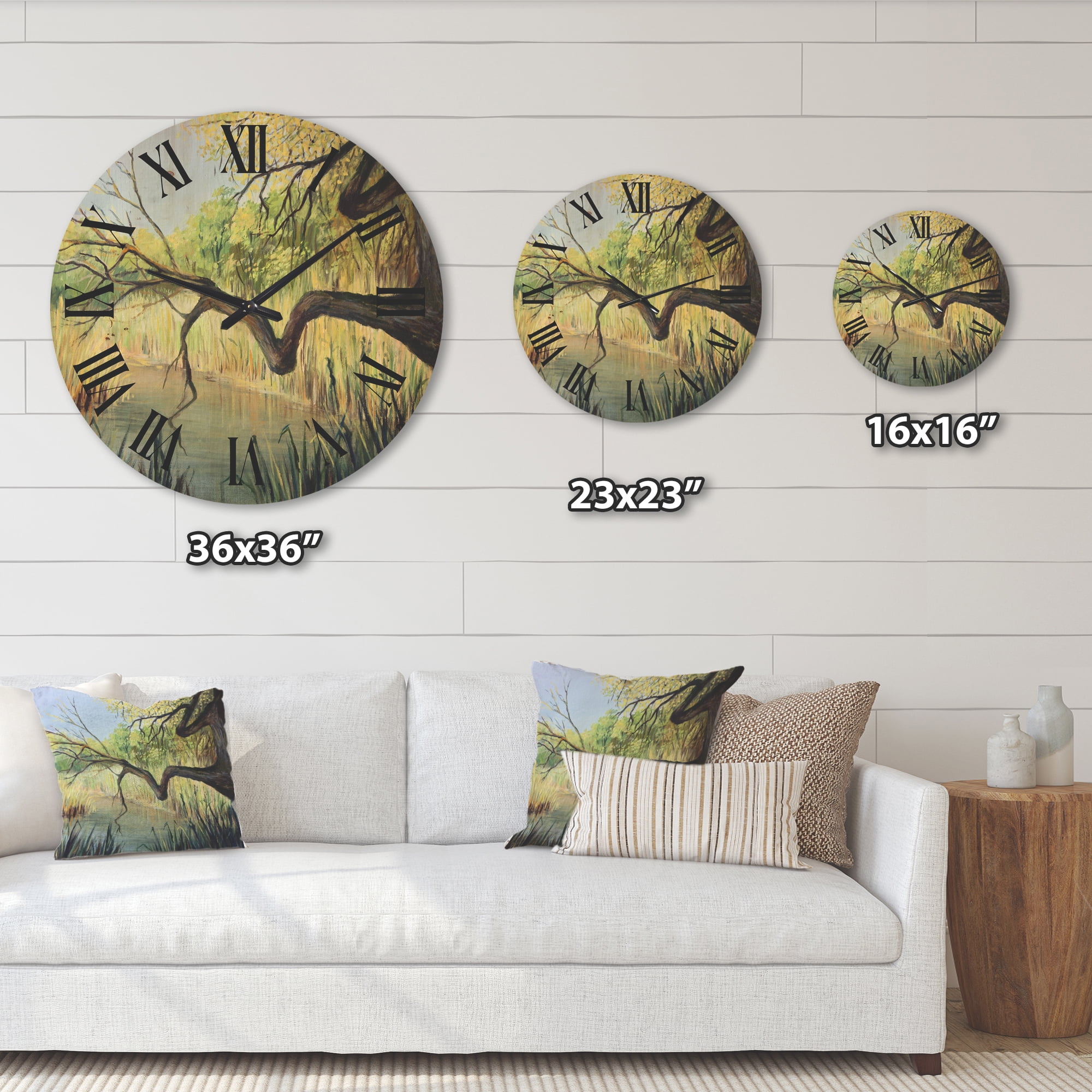 Designart 'The Lake of Silence From The Tree' Lake House Wood Wall Clock