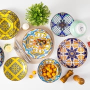 Vancasso 16 Pcs Dinnerware Sets for 4, Porcelain Plates and Bowls Set, Scratch Resistant Dishes Set for 4, Dishwasher & Microwave Safe