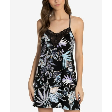 

Linea Donatella Womens Floral Batik Printed Chemise Nightgown Black Large