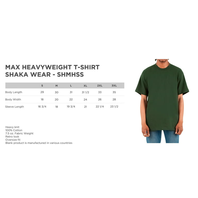 Shaka Wear Retro Unisex Short Sleeve Shirt - Max Heavyweight T-Shirt SHMHSS  - Streetwear Tee Gift S M L XL 2XL 3XL for Men and Women