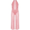 thumbnail image 2 of iiniim One Piece Rompers Overall for Girls Rhinestones Dance Bodysuit Disco Party Wide Leg Pants Playsuit Pink 14, 2 of 4