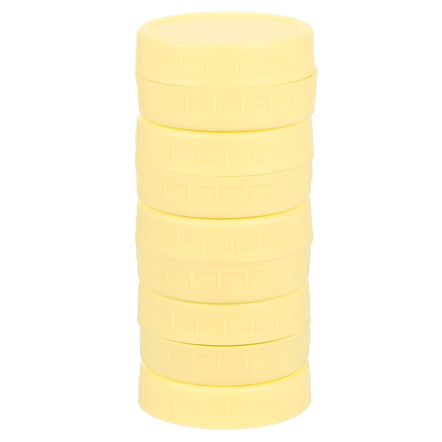 Uxcell 9Pack Mason Jar Lid, Regular Mouth Plastic Lid with Silicone Rings, Beige